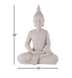 Traditional 28 X 19 Inch Gray Sitting Buddha Sculpture - Home Decor