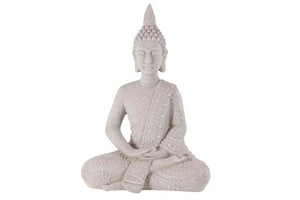 Traditional 28 X 19 Inch Gray Sitting Buddha Sculpture - Home Decor