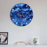 Blue/Gold Abstract Clouds Round Acrylic Wall Clock