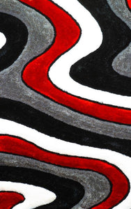 Modern Red and Grey Winding Area Rug