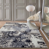 Modern Grey and Beige Abstract Rug