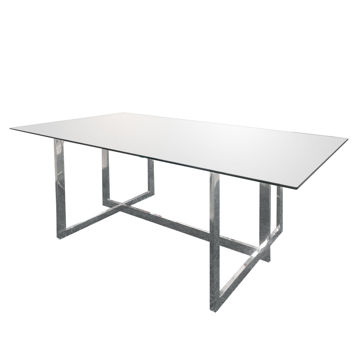 Shop Rectangular Dining Table with Chrome Base and Clear Top - Galeria ...