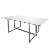 Rectangular Dining Table with Chrome Base and Clear Top