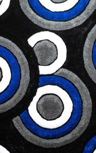 Modern Blue and Grey Circles Area Rug