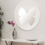 Modern Mirror with Butterfly Design 39 inch Diameter