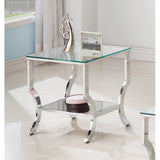 Tempered Glass End table with Chrome Base