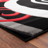 Modern Black and Red Abstract Rug