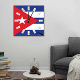 Square Cuban Flag Map Acrylic Wall Clock