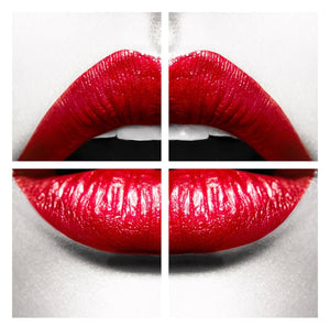 Tempered Glass Art - 4pc Red Lips Wall Art Decor