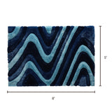 Geometric Modern Blue Waves Rug