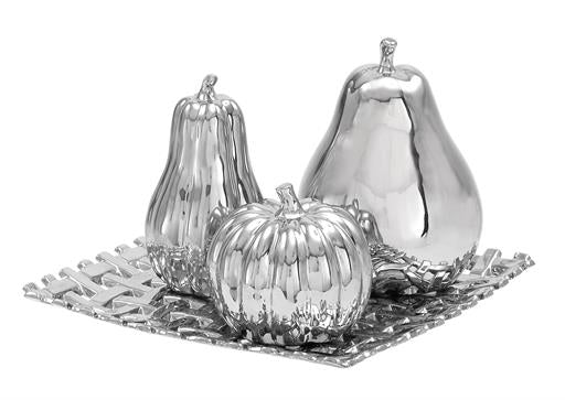Shop Silver Ceramic Plate & Fruit Decor - Set of 4 - Galeria Home Store