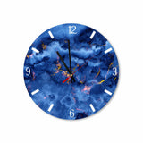 Blue/Gold Abstract Clouds Round Acrylic Wall Clock