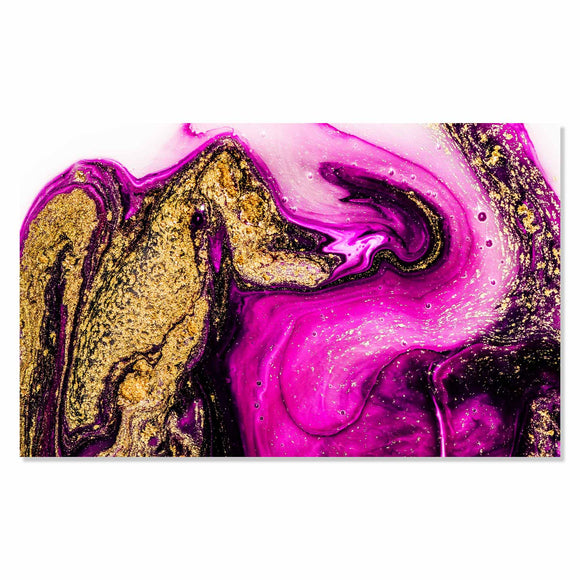 Tempered Glass Art - Fuchsia and Gold Abstract Fine Wall Art Decor