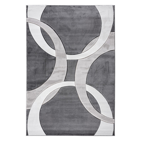 Geometric Modern Grey Circles Rug