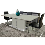 Rectangular Dining Table Grey and White High Gloss and Stainless Steel Base