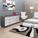 White & Grey Wood Veneer - 6 Drawers Dresser