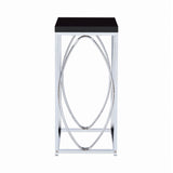 Contemporary Glossy Black and Chrome Accent Table