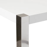 White High Gloss Coffee Table with Rectangular Stainless steel Leg