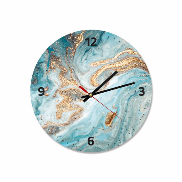 Blue & Gold Abstract Round/Square Acrylic Wall Clock