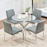 Round Dining Table with Clear Glass Top