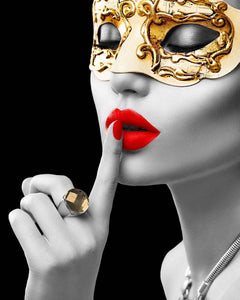 Tempered Glass Art - Gold Mask Wall Art Decor