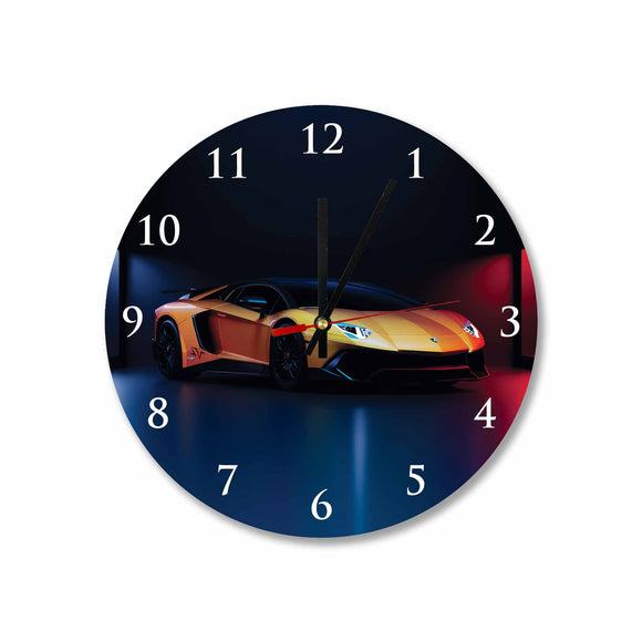 Lamborghini Aventador Round Acrylic Wall Clock
