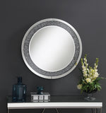 Silver Round Wall Mirror with LED Lighting - 31.5"x 1.5"x 31.5"
