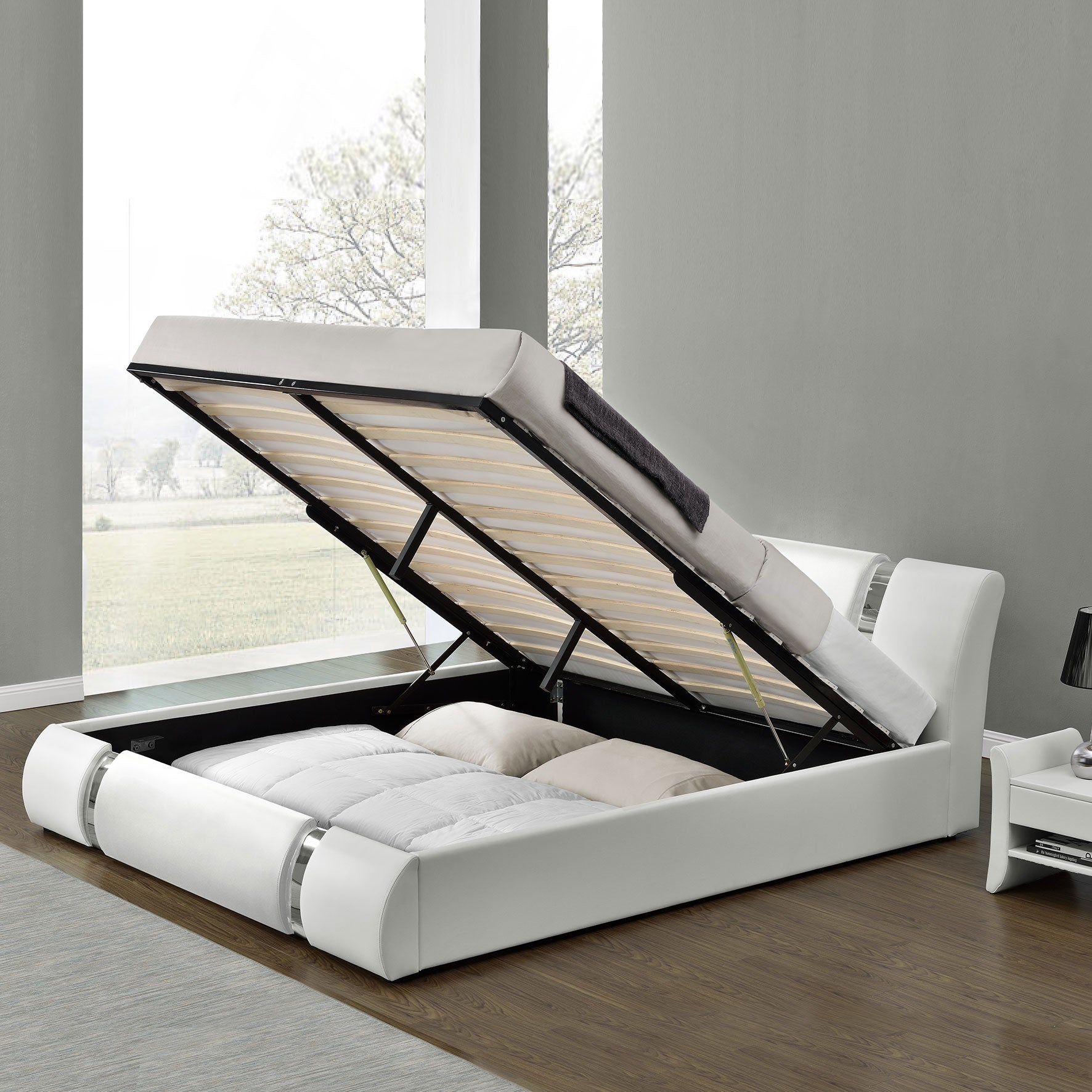 Shop White Queen Platform Bed Furniture- Galeria Home Store