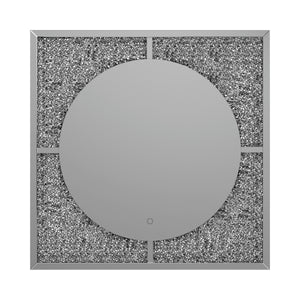 Silver And Black LED Wall Mirror - 39.5"x 1.5"x 39.25"