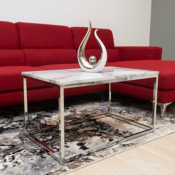 Marble Finish Coffee Table with Chrome Base