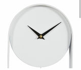 Oval White Metal Pendulum Wall Clock