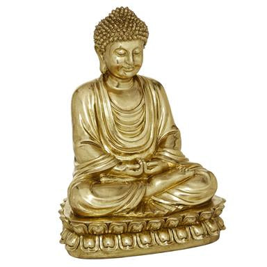 Gold Polystone Eclectic Buddha Sculpture, 9