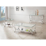 Rectangular Coffee Table with Mirrored Shelf Chrome