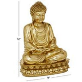 Gold Polystone Eclectic Buddha Sculpture, 9" x 7" x 12" - Home Decor