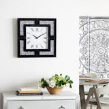 Black Wall Clock - Mirrored & Faux Crystals