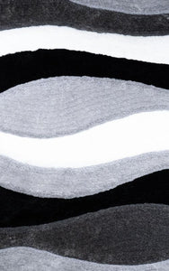 Modern Black and Grey Wavy Area Rug