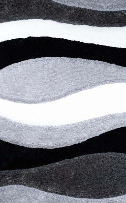 Modern Black and Grey Wavy Area Rug