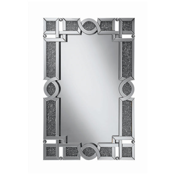 Interlocking Wall Mirror with Iridescent Panels and Beads Silver - 31
