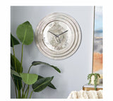 Round Silver Aluminum Layered Rim Wall Clock