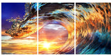 Tempered Glass Art - 3PC Sunset Wave Wall Art Decor