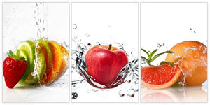 Tempered Glass Art - 3PC Fruit Splash Wall Art Decor