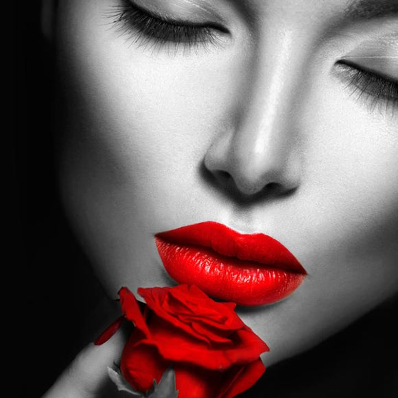 Tempered Glass Art - Red Rose Lips Wall Art Decor