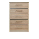 Walnut Veneer Chest with 5 Drawers