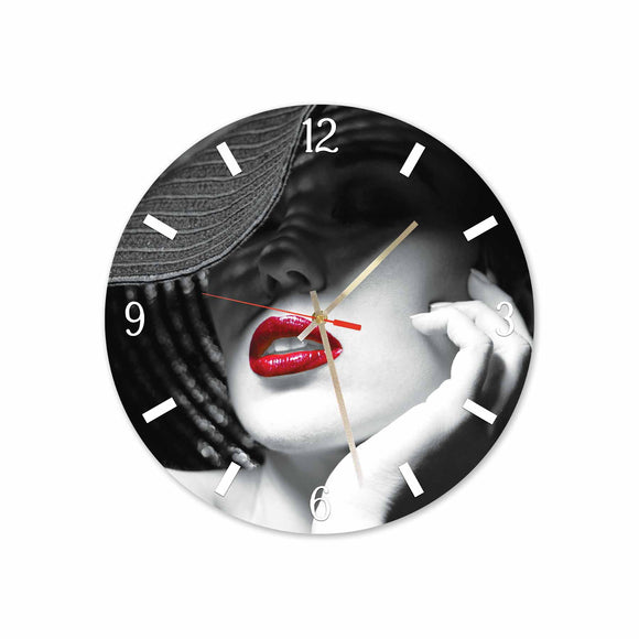 Woman with Hat Round Acrylic Wall Clock