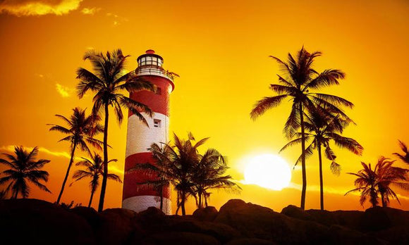Tempered Glass Art - Lighthouse Sunset Wall Art Decor
