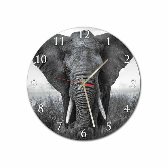 Black & White Elephant Round/Square Acrylic Wall Clock