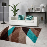 Geometric Modern Turquoise Waves Rug