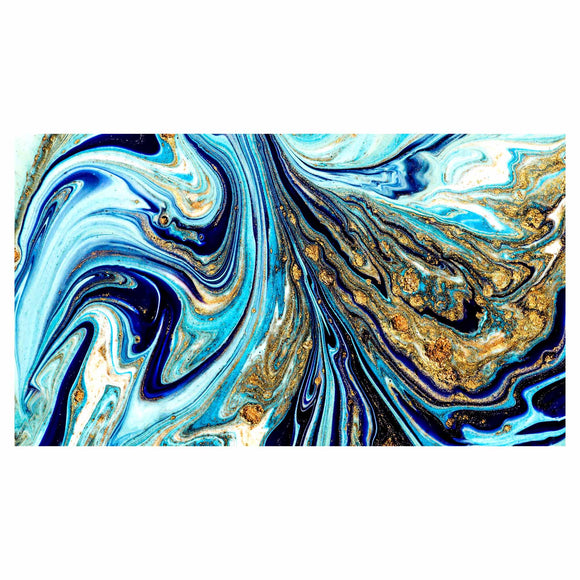 Tempered Glass Art - Blue and Gold Abstract Fine Wall Art Decor