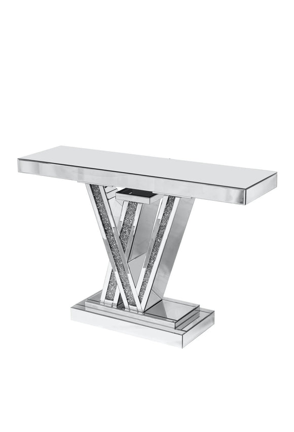48 LV Console Table - Mirrored & Faux Diamonds