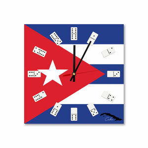 Square Cuban Flag Map Acrylic Wall Clock